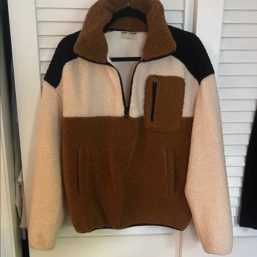 Betsey Johnson Black, Cream, and Brown Jacket